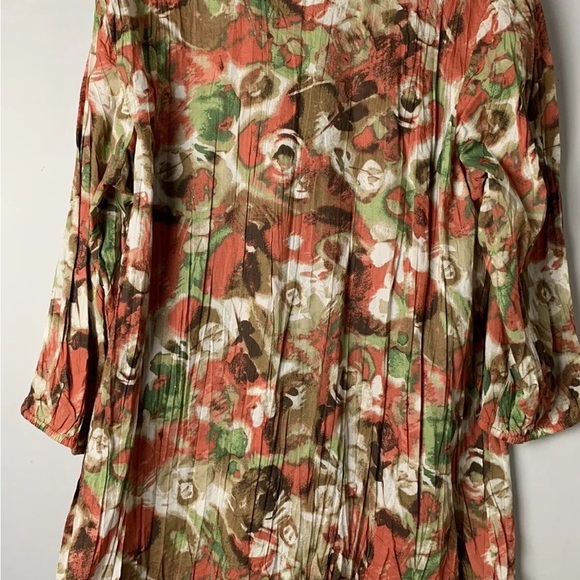 JM Collection Women’s Top Shirt Tunic 18W Wrinkle 3/4 Sleeve 100%Cotton - Picture 9 of 16